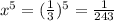 x^5=(\frac{1}{3})^5=\frac{1}{243}
