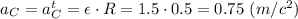 a_C =a^t_C = \epsilon\cdot R = 1.5 \cdot 0.5 = 0.75 ~(m/c^2)
