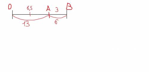 Точки О, А и В лежат на одной прямой, точка А принадлежит отрезку ОВ, ОА=13 см, АВ = 6 см. Найти рас