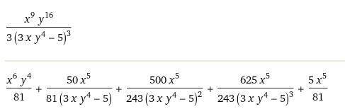Упростите (x-5/3y^-4)^-3×x^9y^4/81