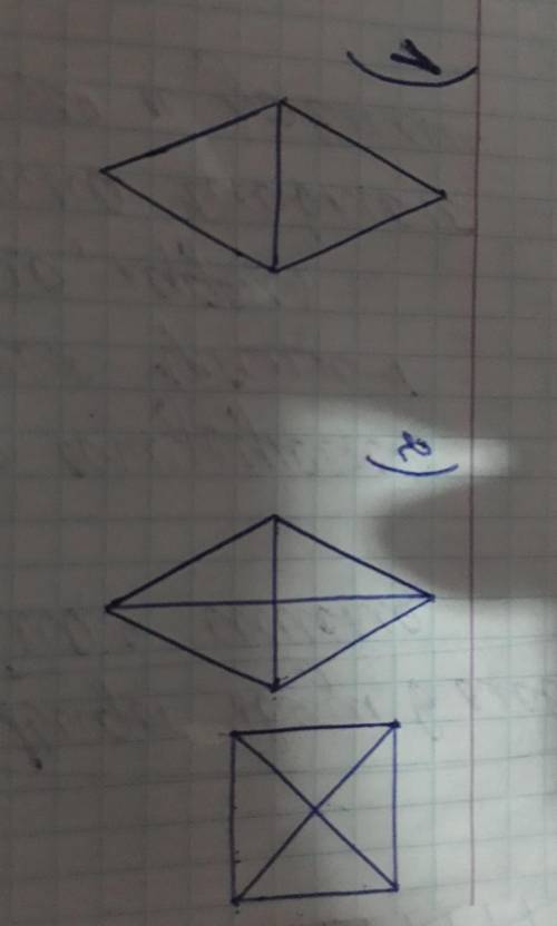 Как можно построить 1) ромб из двух равных треугольников 2) ромб и квадрат из четырёх равных треугол