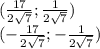 (\frac{17}{2\sqrt{7}};\frac{1}{2\sqrt{7}} )\\(-\frac{17}{2\sqrt{7}};-\frac{1}{2\sqrt{7}} )