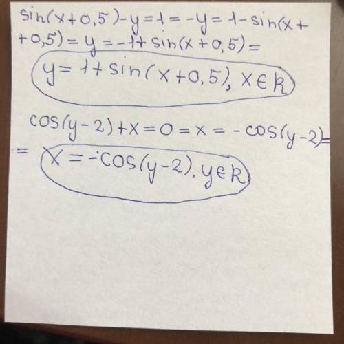 {sin(x+0,5)-y=1 cos(y-2)+x=0