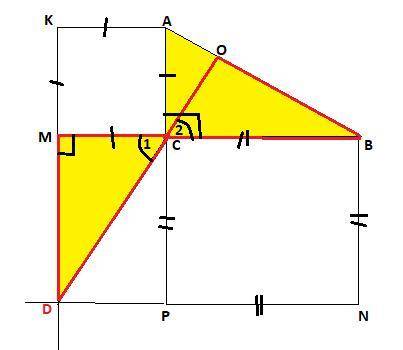 Решите задачу На катетах АС и ВС прямоуг.треугольник АВС построены квадрат АК,МС,СРNВ.Прямые КМ и PN
