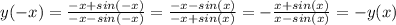 y( - x) = \frac{ - x + sin( - x)}{ - x - sin( - x)} = \frac{ - x - sin(x)}{ - x + sin(x)} = - \frac{x + sin(x)}{x - sin(x)} = - y(x)