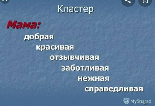 Пишите класстер про маме​