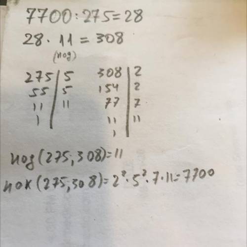 Наибольший общий делитель двух чисел - 11, а наименьшее общее кратное этих чисел - 7700. Если первое