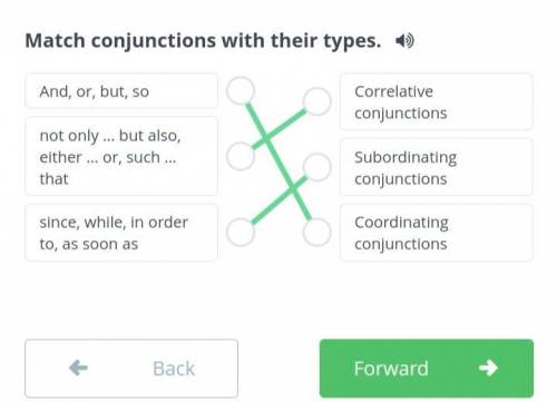 Match conjunctions with their types.​