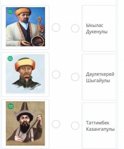 Соотнесите портреты имён Композиторов основатели музыкального искусства казахского народа