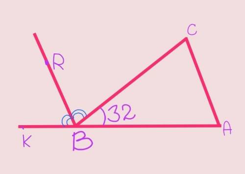 Биссектриса внешнего угла при вершине Б треугольника АБС параллельна стороне АС найдите величину угл