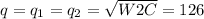 q=q_{1}=q_{2}=\sqrt{W2C}=126