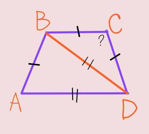 Три стороны AB, BC, CD трапеции ABCD равны. Диагональ BD равна основанию AD. Найдите угол потому, чт