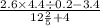 \frac{2.6 \times 4.4 \div 0.2 - 3.4}{12 \frac{2}{5} + 4 }
