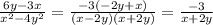\frac{6y-3x}{x^2-4y^2}=\frac{-3(-2y+x)}{(x-2y)(x+2y)} =\frac{-3}{x+2y}