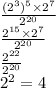 \frac{(2 ^{3} ) ^{5} \times 2 { }^{7} }{2 ^{20} } \\ \frac{2 {}^{15} \times 2 {}^{7} }{2 {}^{20} } \\ \frac{2 {}^{22} }{2 {}^{20} } \\ 2 {}^{2} = 4