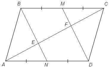 Точки M и N -середины сторон BC иAD паралеллограмма ABCD. Докажите что прямые BN иMDделят диагонали
