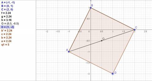 5. Найдите координаты четвертой вершины параллело- грамма, три вершины которого имеют координаты (-1