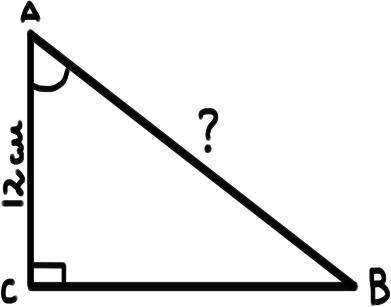 В треугольнике АВС угол С=90° , cos А= 0,4, АС=12см. Найдите длину гипотенузы АВ​