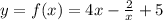 y=f(x) =4x-\frac{2}{x}+5