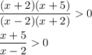 \displaystyle \frac{(x+2)(x+5)}{(x-2)(x+2)} 0\\\\\frac{x+5}{x-2} 0