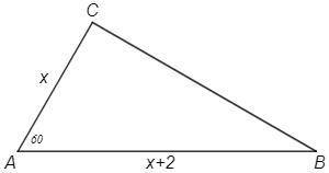 в треугольнике АВС уголА=60, а сторона АВ на 2 см больше стороны АС. Найти длины сторон АВ и АС треу