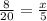 \frac{8}{20} = \frac{x}{5}