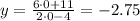y=\frac{6\cdot0+11}{2\cdot0-4}= -2.75
