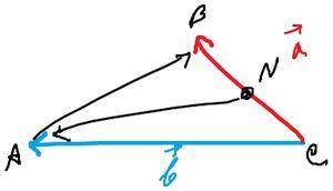 В треугольнике ABC точка N- середина BC, CB = a, CA = b. Выразите векторы AB и NA через a и b.