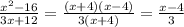 \frac{x^{2}-16 }{3x+12} =\frac{(x+4)(x-4)}{3(x+4)} =\frac{x-4}{3}