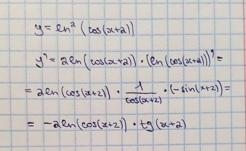 Y=Ln^2cos(x+2) найти сложную производную функции