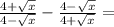 \frac{4+\sqrt{x}}{4-\sqrt{x}}-\frac{4-\sqrt{x}}{4+\sqrt{x}}=