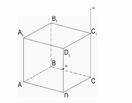 куб, точка М середина ребра DD1, точка N лежит на луче CC1 так, что CC1:CN=2:3. Вычислить периметр с
