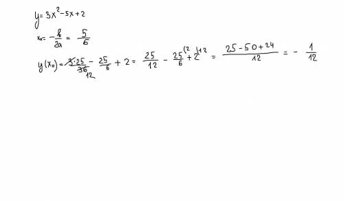 Найти координаты вершины параболы: y = 3x2 − 5x + 2