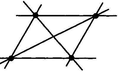 отметьте четыре точки так, чтобы некакие три не лежали на одной прямой. через каждую пару точек пров