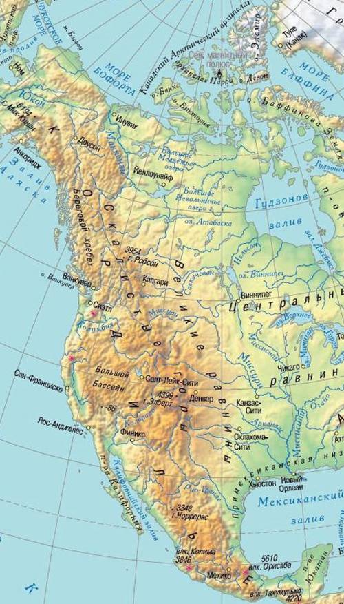 В какой части Северной Америки находятся горы Кордильеры?​