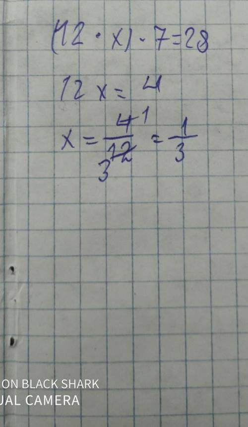 Теңдеуді шешіңіз жəне тексеруді орындаңыз:(12×X)×7=28 калай​