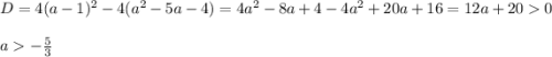 D=4(a-1)^2-4(a^2-5a-4)=4a^2-8a+4-4a^2+20a+16=12a+200\\ \\ a-\frac{5}{3}