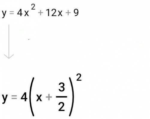 Y=4x²+12x+9 Нужно построить график параболыИ написать уравнение к этому графику