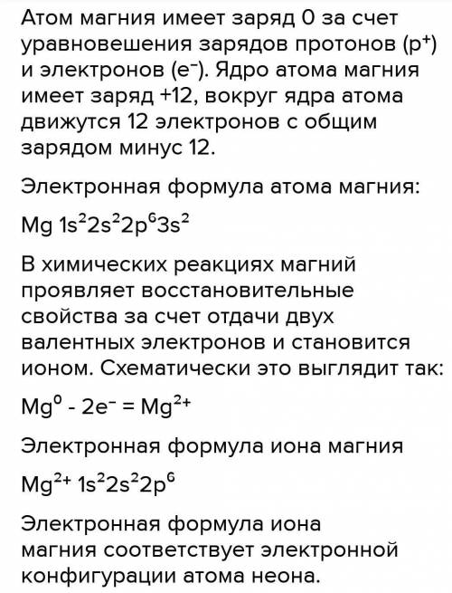 Заполните таблицу: 1. Ионы отличаются от атомов по строениюЗапишите электронную формулу атома магния