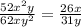 \frac{52x {}^{2} y}{62xy {}^{2} } = \frac{26x}{31y}