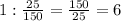 1:\frac{25}{150} =\frac{150}{25}=6