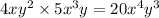 4xy {}^{2} \times 5x {}^{3}y = 20x {}^{4} y {}^{3}