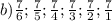b) \frac{7}{6}; \frac{7}{5};\frac{7}{4}; \frac{7}{3}; \frac{7}{2};\frac{7}{1}