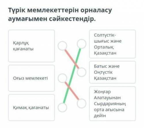 Түрік мемлекеттерін орналасу аумағымен сәйкестендір.