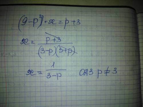 Решите уравнение с параметром p: (9-p^2)x=p+3. ^2 - во второй степени.