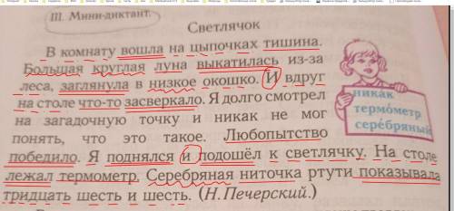 В простых предложениях подчеркните все члены предложения в тексте Светлячок