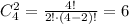 C_4^2=\frac{4!}{2!\cdot(4-2)!} =6