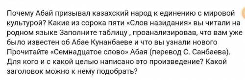 Из предложенных ниже слов Назиданий Абая выбираете одно из них, передаете суть этих слов, даете аргу