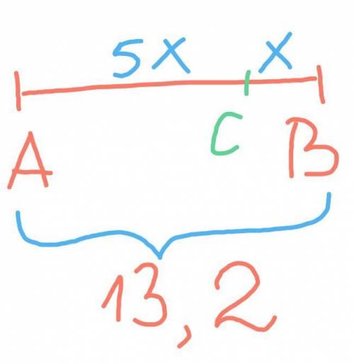 [2 4. На отрезке AB, равном 13,2 см отметили точку Стак, что отрезок АСв пять раз больше отрезкаСВ.