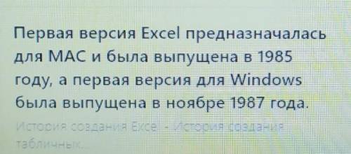 Когда была создана первая версия Excel?